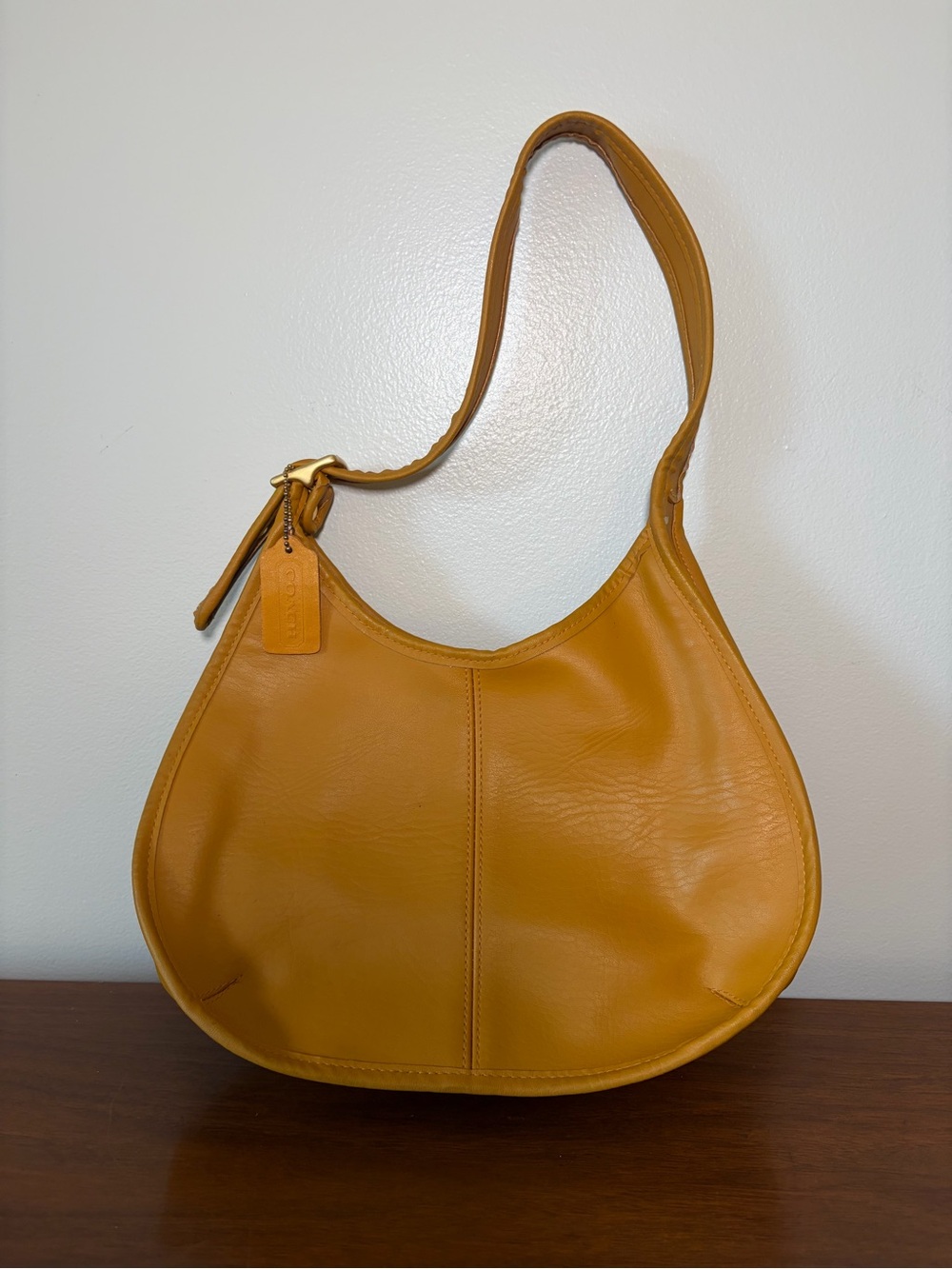 Vintage Coach Mustard Yellow Leather Shoulder Bag | Rare